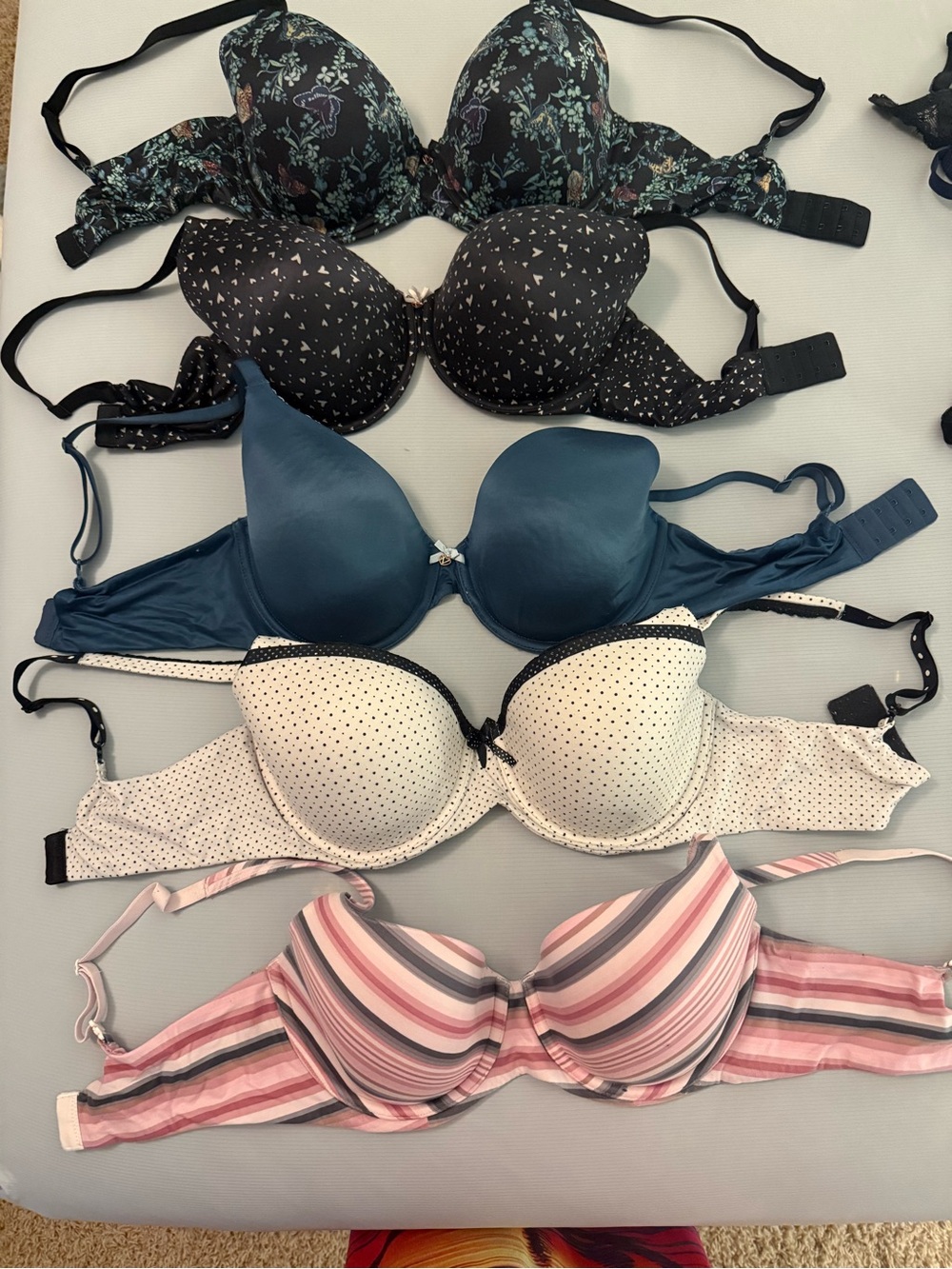 Women's Padded Underwire Bra - Teal, Black, Ivory, Pink Options